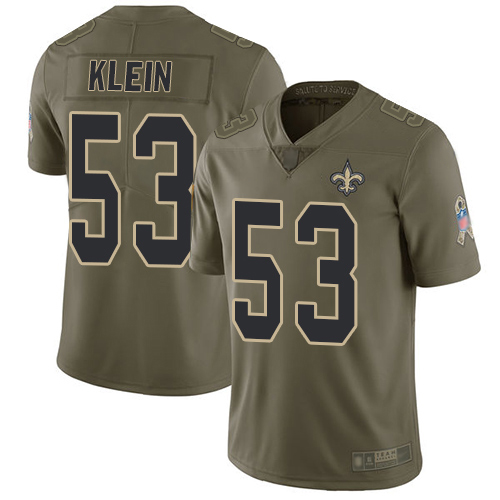 Men New Orleans Saints Limited Olive A J  Klein Jersey NFL Football #53 2017 Salute to Service Jersey